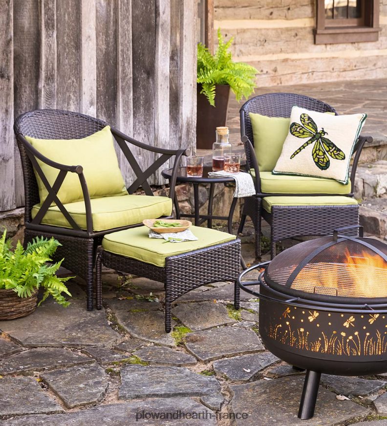 ensemble de meubles de patio en osier avec coussins - vert clair Plow & Hearth 8642F61099 articles ménagers