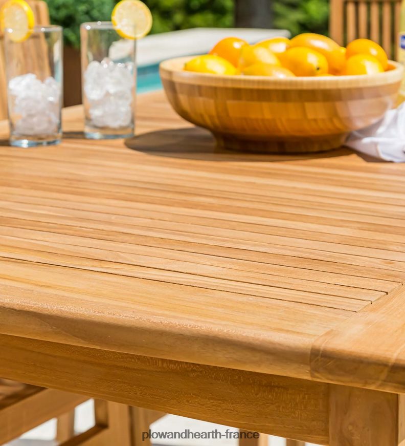 ensemble de salle à manger en teck, ensemble 7 pièces Plow & Hearth 8642F61103 articles ménagers