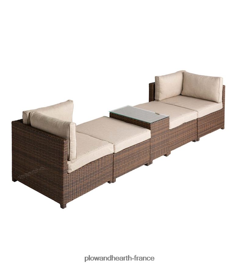 ensemble de sièges transat d'extérieur convertible en osier avec coussins Plow & Hearth 8642F61082 articles ménagers