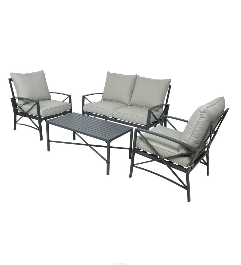 sièges de patio extérieurs en fonte d'aluminium arlington avec coussins, ensemble de 4 pièces Plow & Hearth 8642F61140 articles ménagers