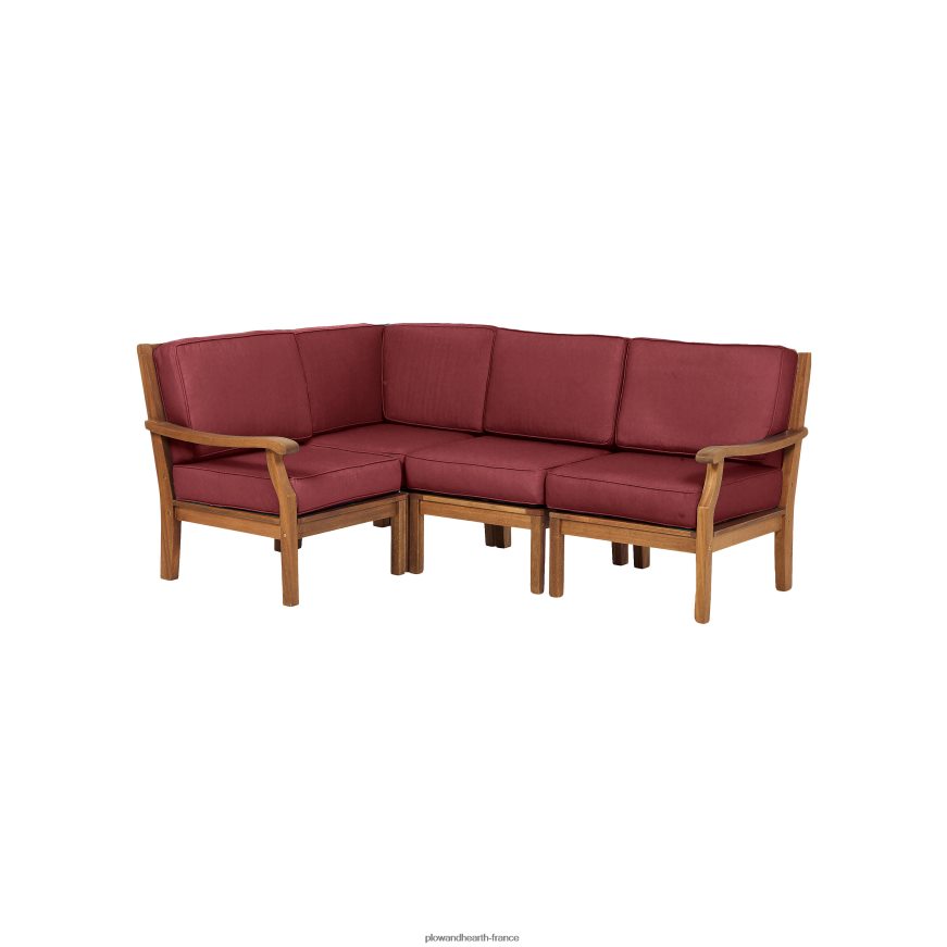 sièges sectionnels d'extérieur en eucalyptus Claremont avec coussins Plow & Hearth 8642F61122 articles ménagers