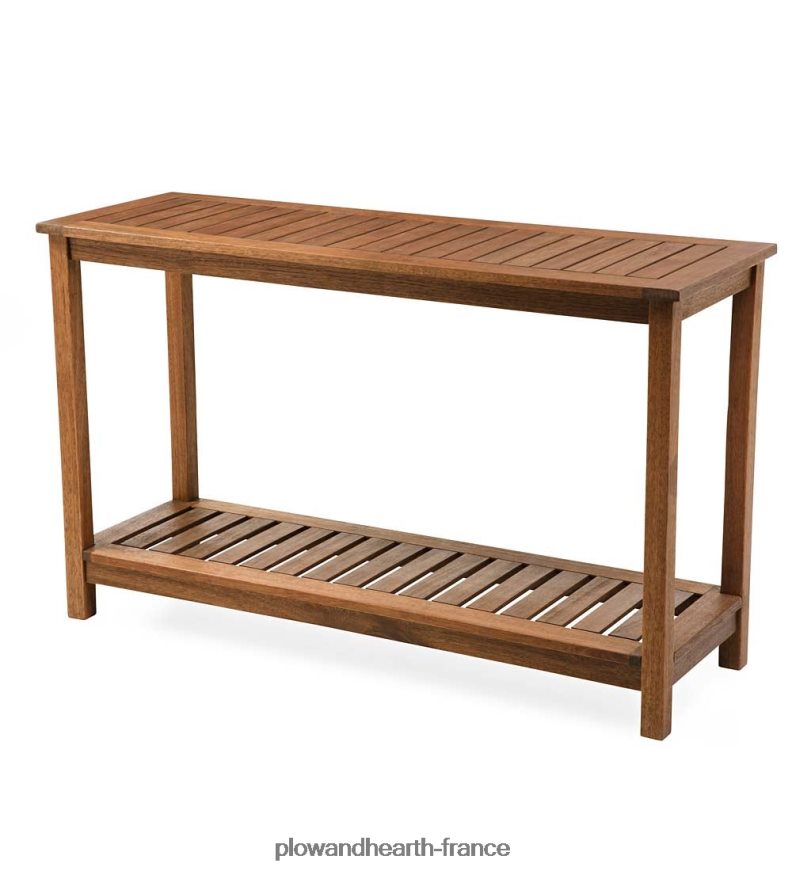 table console en bois d'eucalyptus, collection de mobilier d'extérieur Lancaster - naturel Plow & Hearth 8642F61113 articles ménagers