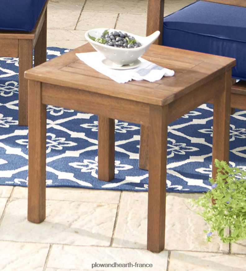 table d'appoint en bois d'eucalyptus, collection de mobilier d'extérieur Lancaster - naturel Plow & Hearth 8642F61159 articles ménagers