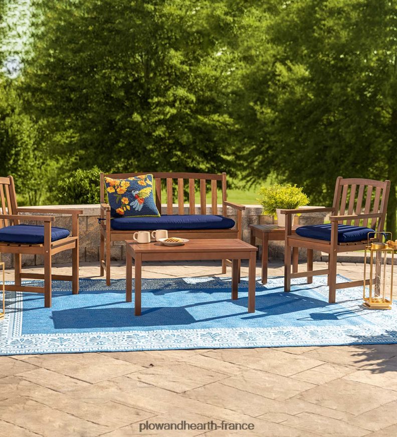 table d'appoint en bois d'eucalyptus, collection de mobilier d'extérieur Lancaster - naturel Plow & Hearth 8642F61159 articles ménagers