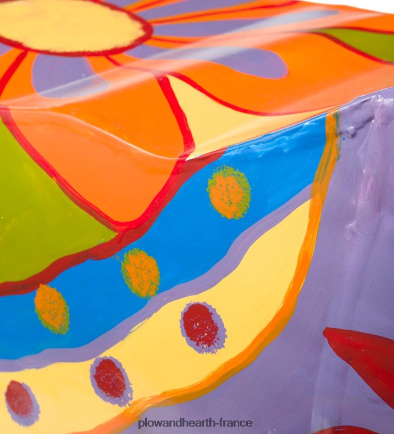 table d'appoint en métal de vache d'art populaire peint coloré à la main Plow & Hearth 8642F61111 articles ménagers