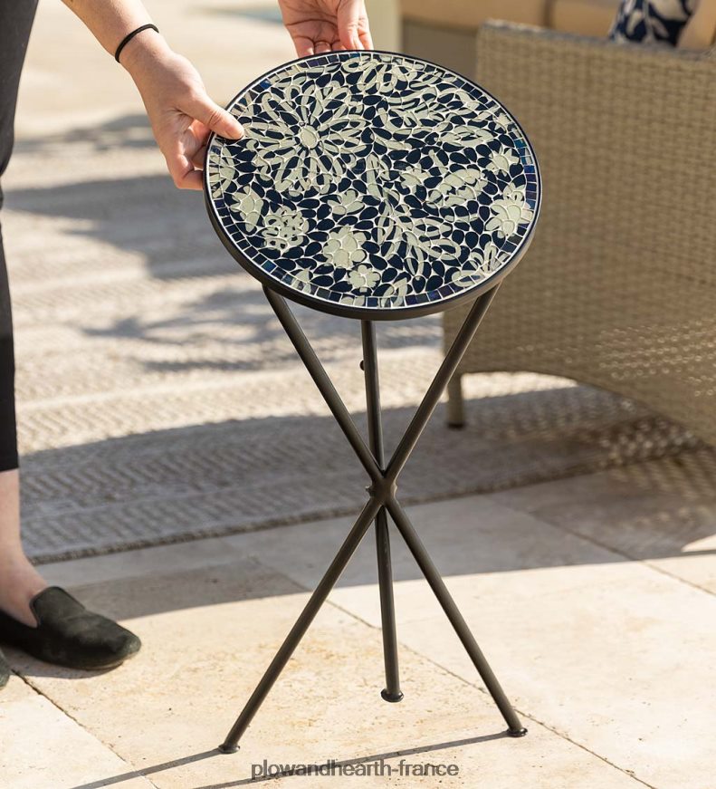 table d'appoint pliante à croquis floral intérieur/extérieur Plow & Hearth 8642F61184 articles ménagers