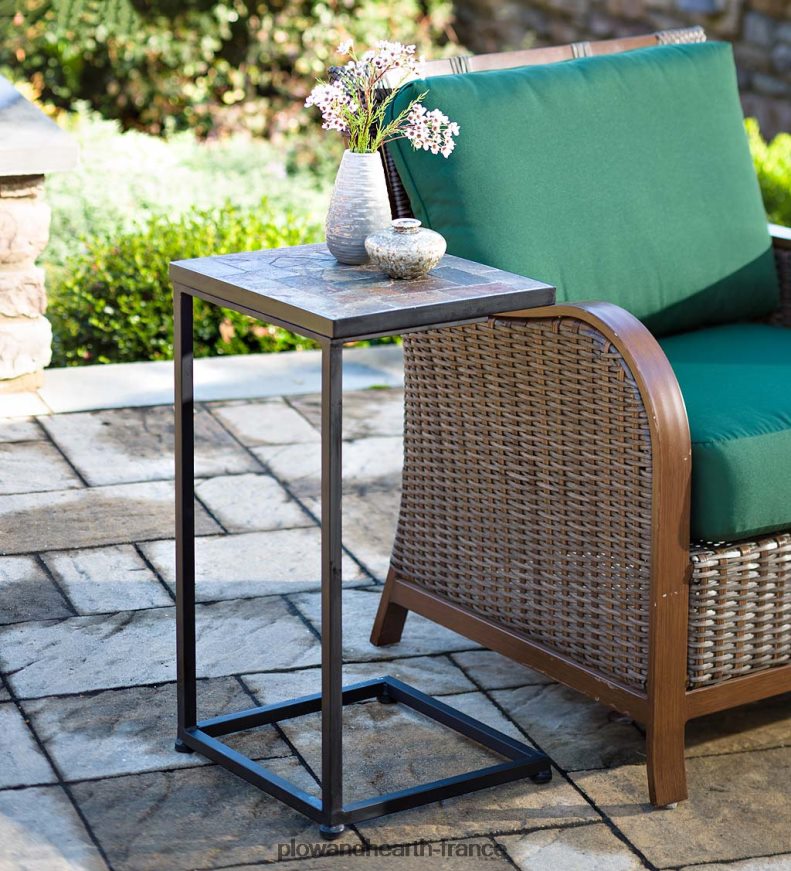 table d'appoint pull-up en mosaïque d'ardoise Plow & Hearth 8642F61088 articles ménagers