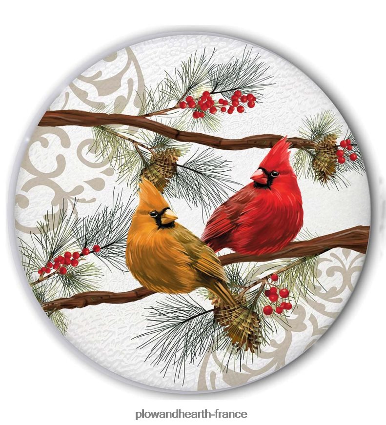 table en verre de cardinaux de vacances d'intérieur/extérieur Plow & Hearth 8642F61136 articles ménagers