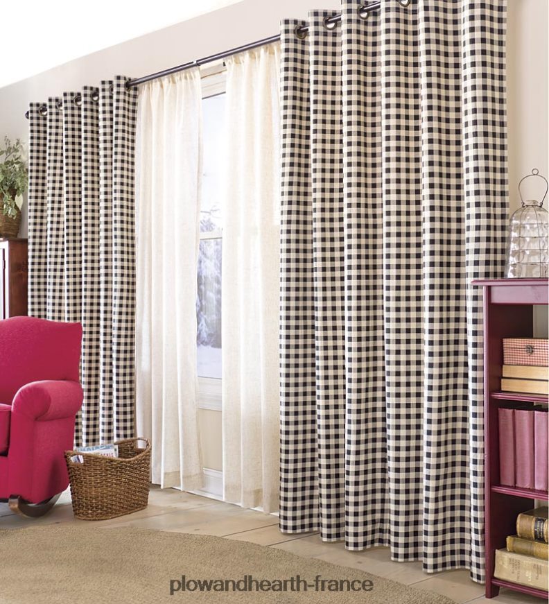 Paire de rideaux double largeur à œillets à carreaux Thermalogic, 84 l - sauge Plow & Hearth 8642F63151 articles ménagers