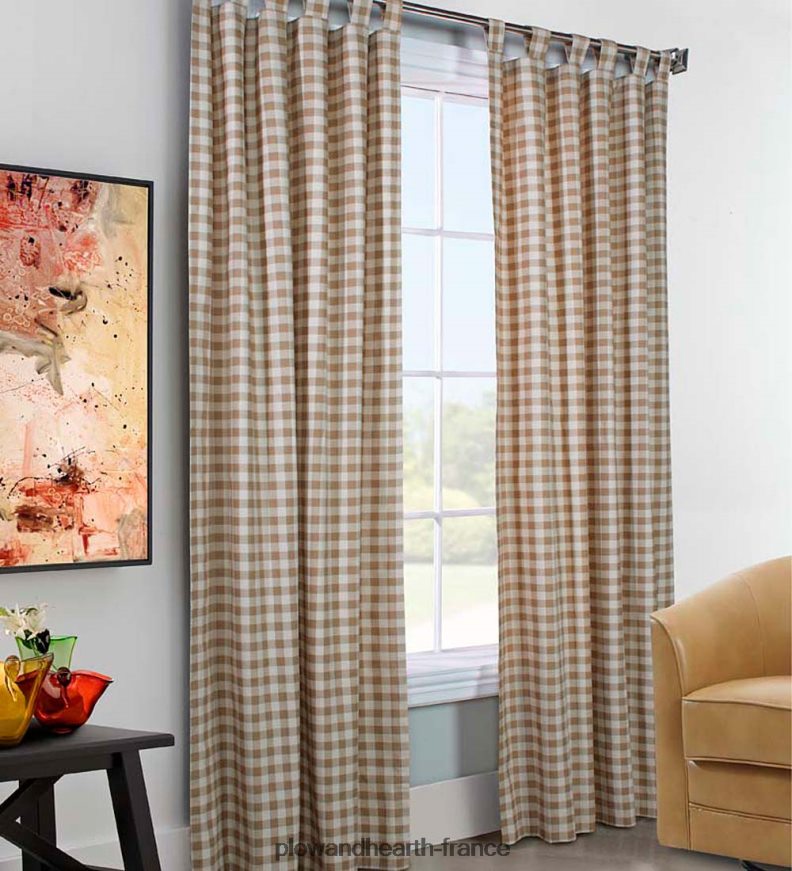 Paire de rideaux à passants à carreaux thermalogique 54 l x 80 l - blé Plow & Hearth 8642F63140 articles ménagers