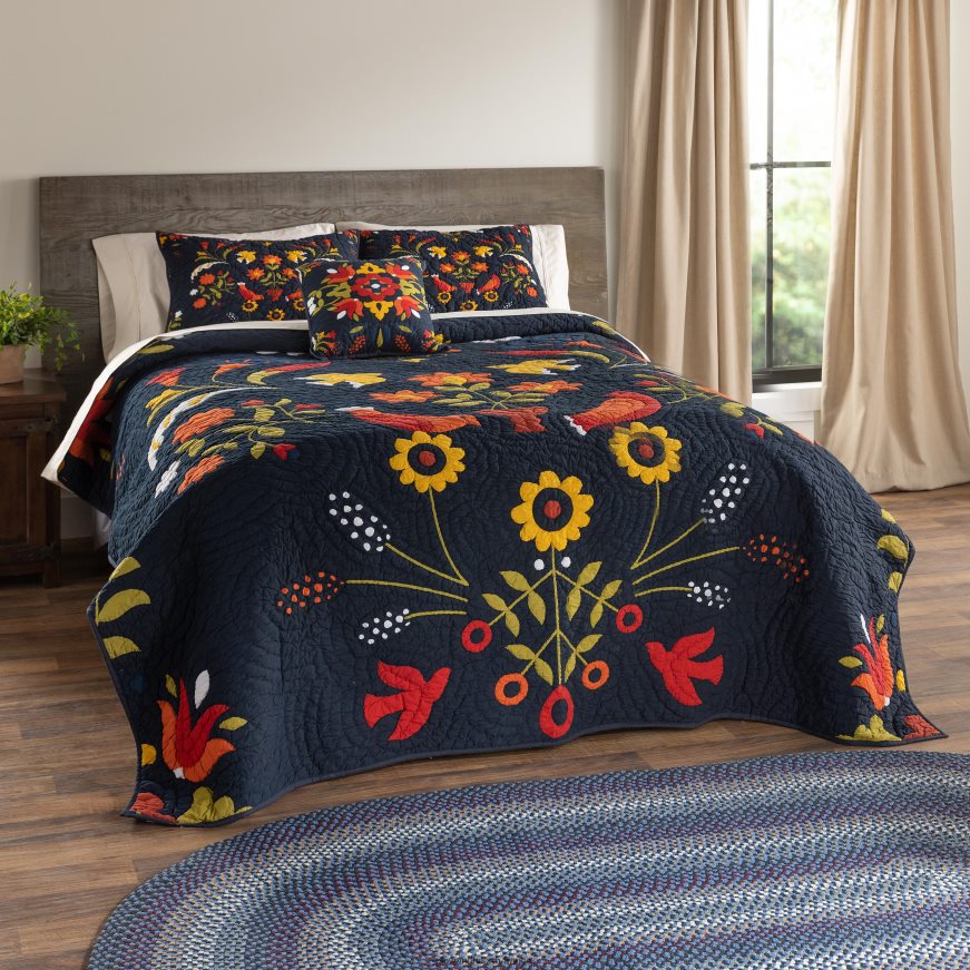 Panneau de terrasse à passe-tringle double largeur fait maison avec baguette, 84 l x 80 l - bleu denim Plow & Hearth 8642F63191 articles ménagers