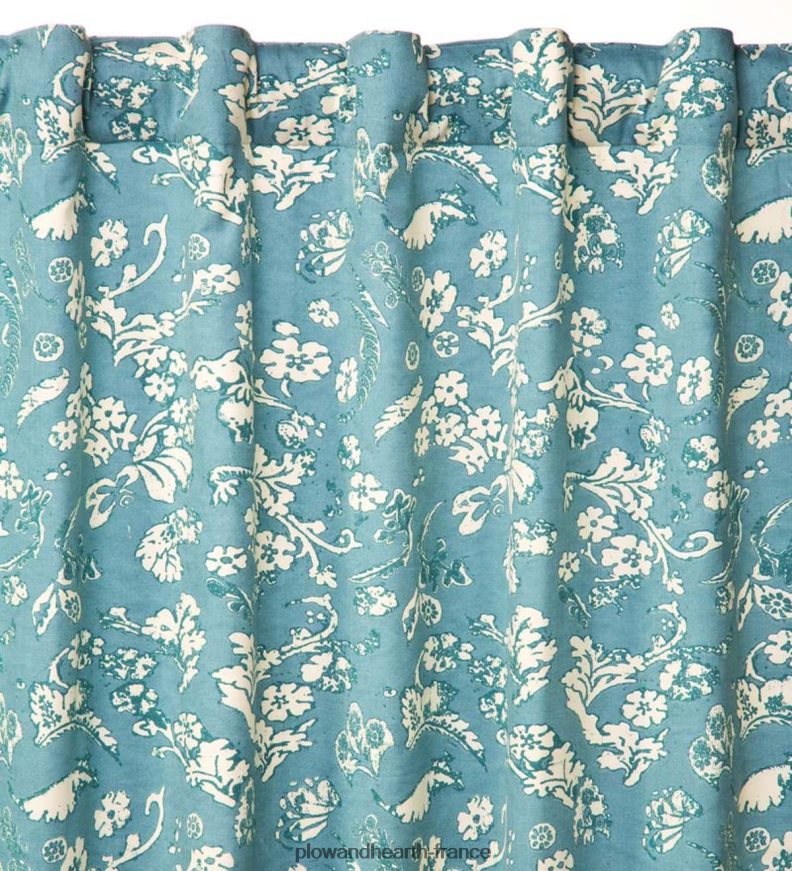 panneau court isolé en damassé floral avec passe-tringle, 42 l x 45 l - bleu Plow & Hearth 8642F63145 articles ménagers