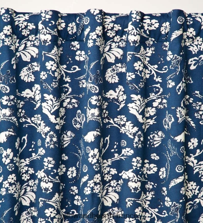 panneau court isolé en damassé floral avec passe-tringle, 42 l x 45 l - bleu Plow & Hearth 8642F63145 articles ménagers