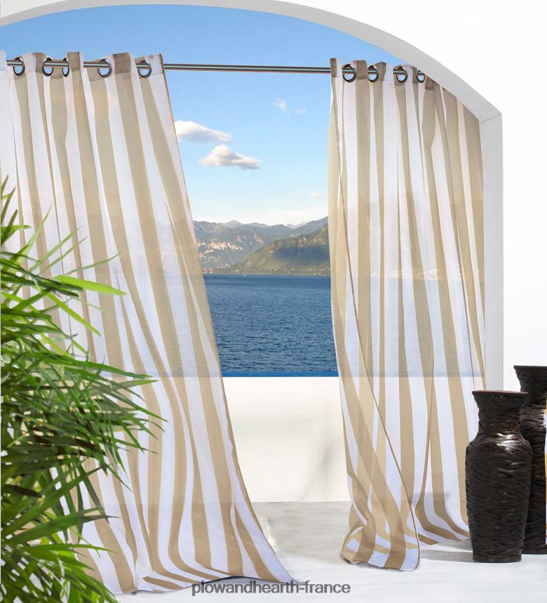 panneau de rideau extérieur rayé escape Plow & Hearth 8642F61473 articles ménagers