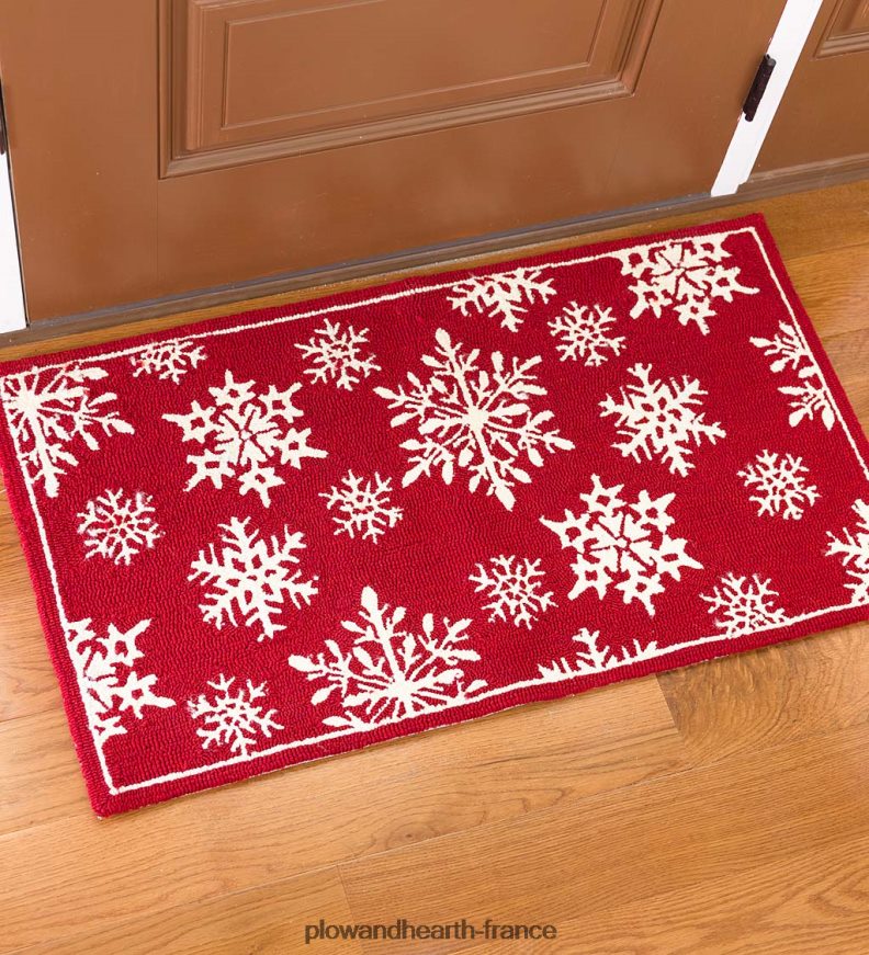 Tapis décoratif crocheté pour les vacances, intérieur/extérieur, flocons de neige Plow & Hearth 8642F61282 articles ménagers