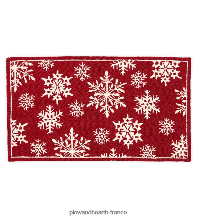 Tapis décoratif crocheté pour les vacances, intérieur/extérieur, flocons de neige Plow & Hearth 8642F61282 articles ménagers
