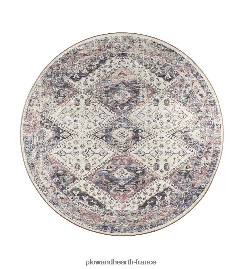 Tapis rond arlequin de moulin de tombes d'intérieur/extérieur Plow & Hearth 8642F61353 articles ménagers