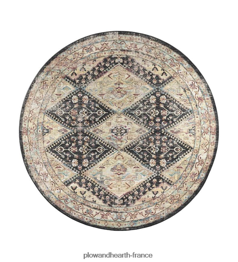 Tapis rond arlequin de moulin de tombes d'intérieur/extérieur Plow & Hearth 8642F61353 articles ménagers