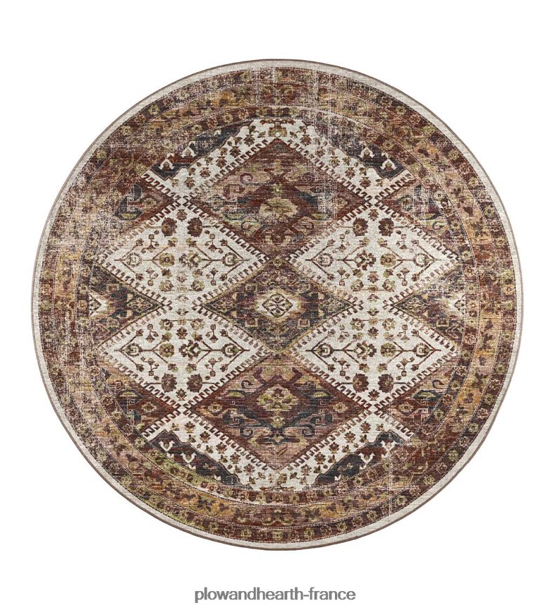 Tapis rond arlequin de moulin de tombes d'intérieur/extérieur Plow & Hearth 8642F61353 articles ménagers