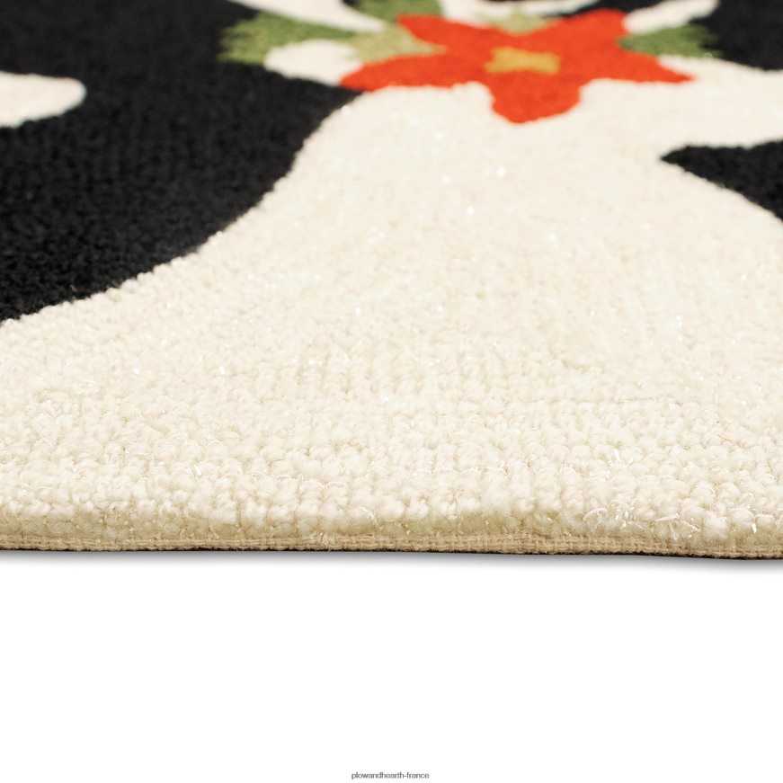 tapis décoratif de renne poinsettia crocheté à la main pour intérieur/extérieur Plow & Hearth 8642F61330 articles ménagers