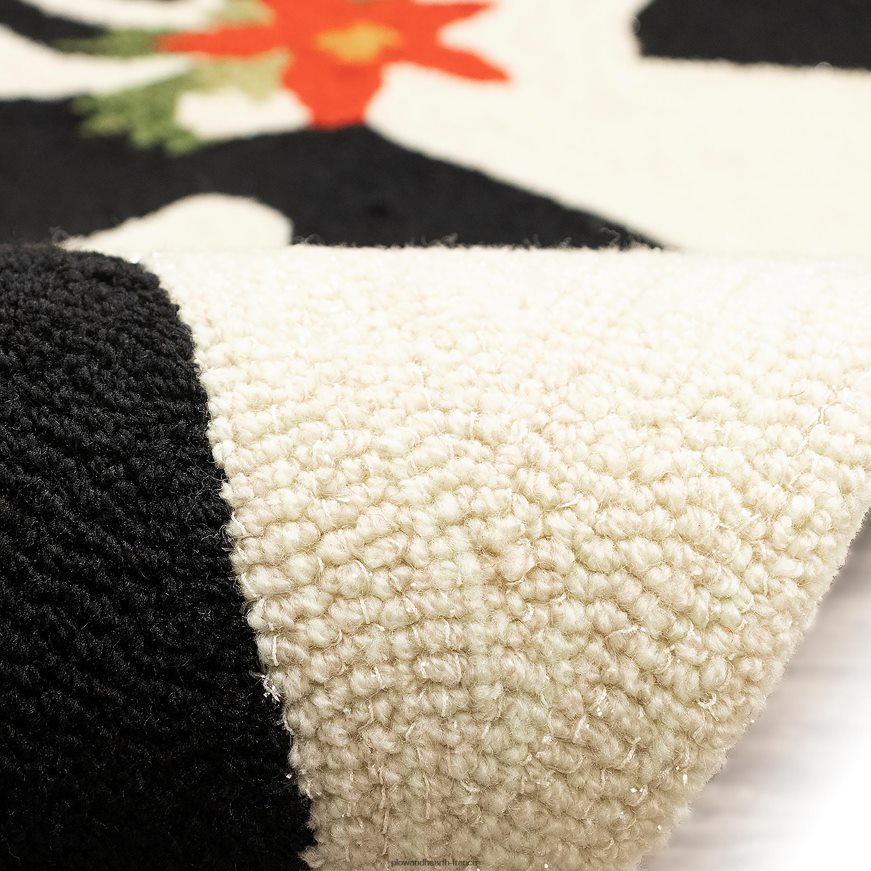 tapis décoratif de renne poinsettia crocheté à la main pour intérieur/extérieur Plow & Hearth 8642F61330 articles ménagers