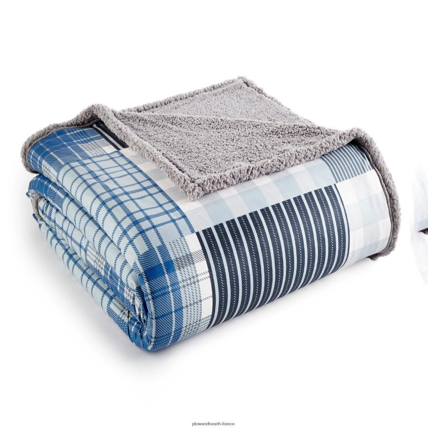 couverture sherpa en micro flanelle à motifs réversibles - plaid patch baies - king Plow & Hearth 8642F62687 articles ménagers