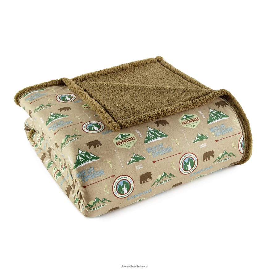 couverture sherpa en micro flanelle à motifs réversibles - plaid patch baies - king Plow & Hearth 8642F62687 articles ménagers