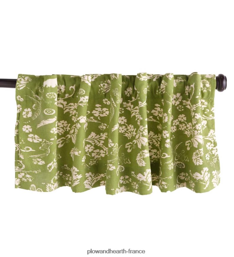 Cantonnière de rideau isolée en damassé floral, passe-tringle, filé à la maison, 42 l x 14 l - à feuilles persistantes Plow & Hearth 8642F63180 articles ménagers