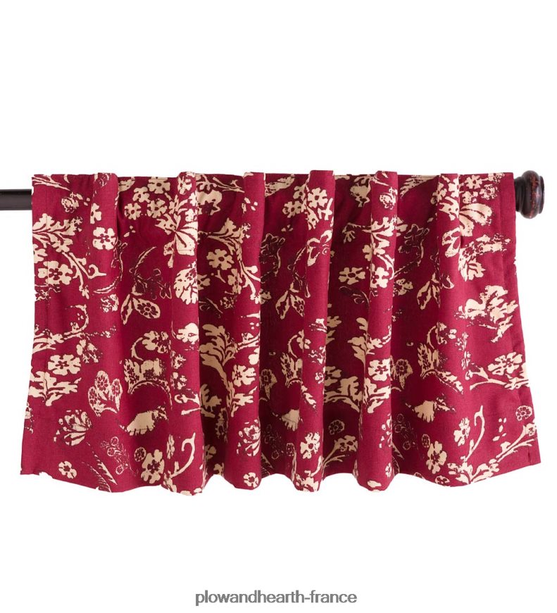 Cantonnière de rideau isolée en damassé floral, passe-tringle, filé à la maison, 42 l x 14 l - à feuilles persistantes Plow & Hearth 8642F63180 articles ménagers