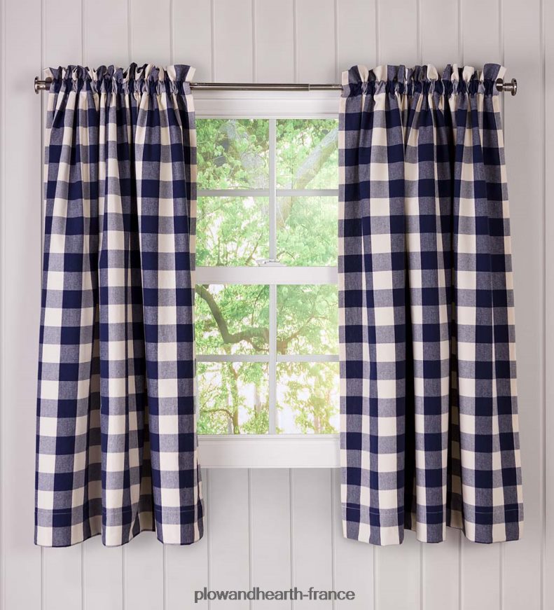 Paires de rideaux en coton à passe-tringle à carreaux Buffalo Plow & Hearth 8642F62554 articles ménagers