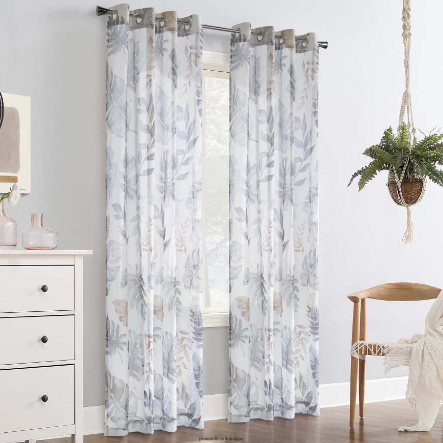 Panneau transparent supérieur à œillets floraux Ella - taupe - 52 x 84 Plow & Hearth 8642F62601 articles ménagers