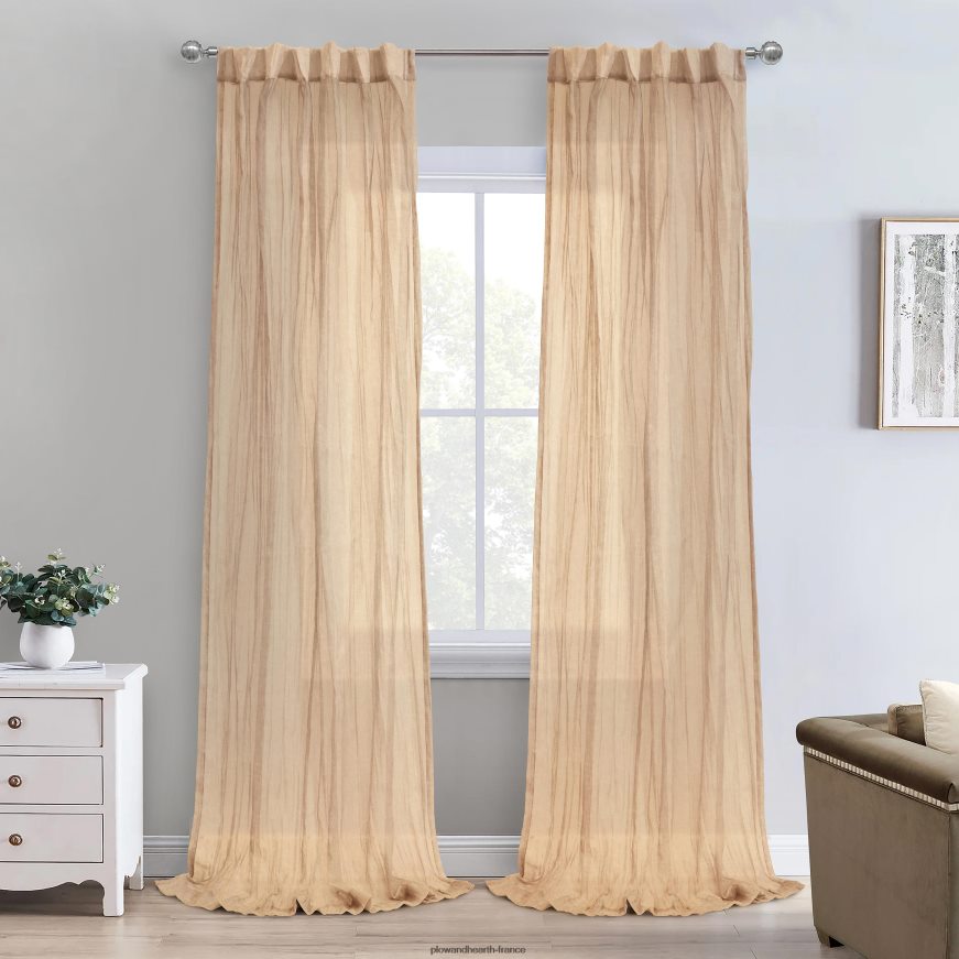 layla patte arrière/passe-tringle panneau transparent plissé écrasé - abricot - 52 x 108 Plow & Hearth 8642F62606 articles ménagers