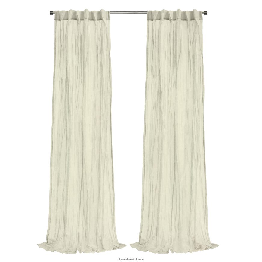 layla patte arrière/passe-tringle panneau transparent plissé écrasé - abricot - 52 x 108 Plow & Hearth 8642F62606 articles ménagers