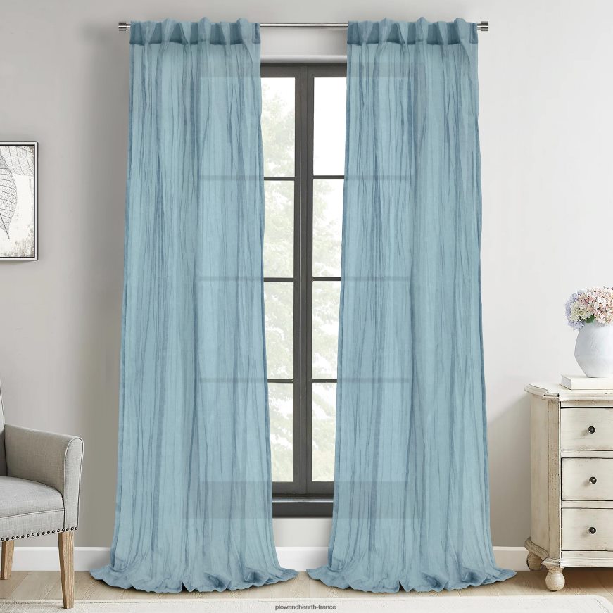 layla patte arrière/passe-tringle panneau transparent plissé écrasé - abricot - 52 x 108 Plow & Hearth 8642F62606 articles ménagers