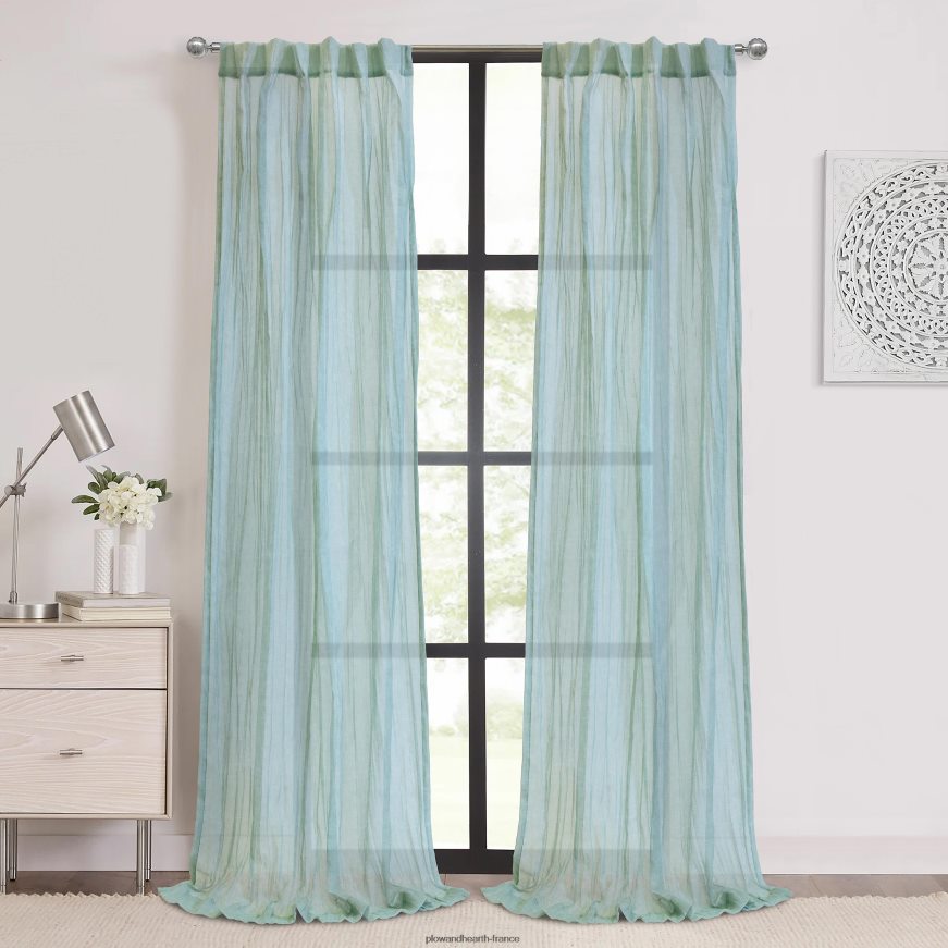 layla patte arrière/passe-tringle panneau transparent plissé écrasé - abricot - 52 x 108 Plow & Hearth 8642F62606 articles ménagers