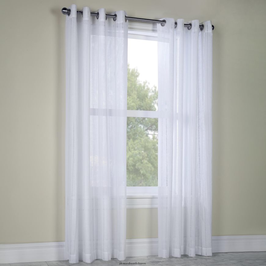 panneau transparent supérieur à œillets à rayures brielle - blanc - 52 x 95 Plow & Hearth 8642F62617 articles ménagers