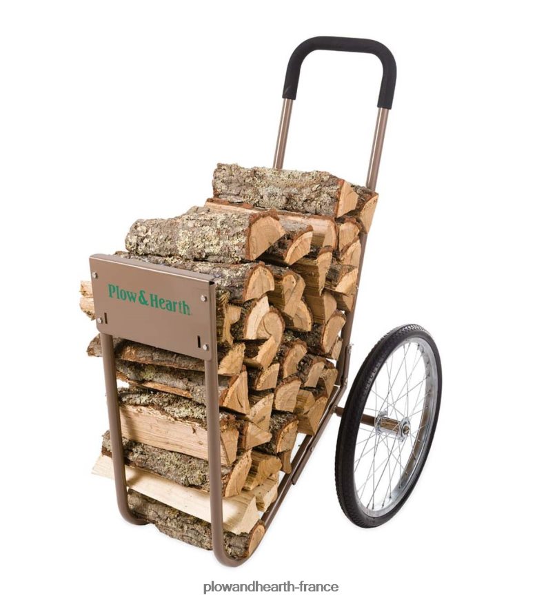 chariot à bois roulant et couvercle Plow & Hearth 8642F63253 accessoires