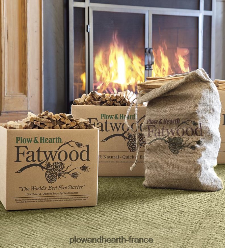 Allume-feu pré-fendu Fatwood Plow & Hearth 8642F62705 cheminée