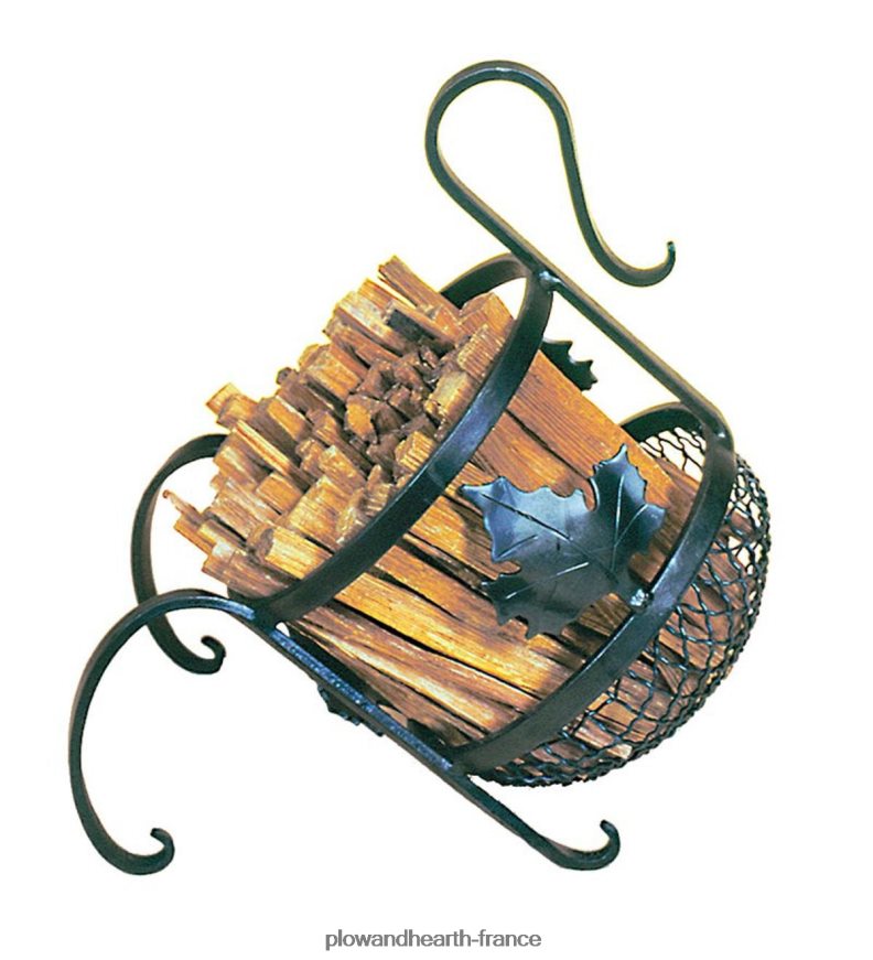 Caddy en bois gras de feuille d'érable avec 4 lb. bois gras - graphite Plow & Hearth 8642F62715 cheminée