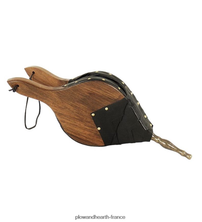 soufflet campagnard en bois et cuir Plow & Hearth 8642F62716 cheminée