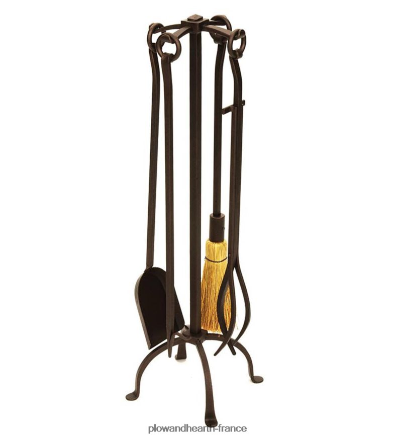 Ensemble d'outils de cheminée 4 pièces de style country anglais en finition bronze - bronze Plow & Hearth 8642F62748 cheminée
