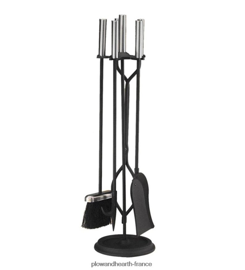 Ensemble d'outils de cheminée 4 pièces en étain et noir - noir Plow & Hearth 8642F62750 cheminée