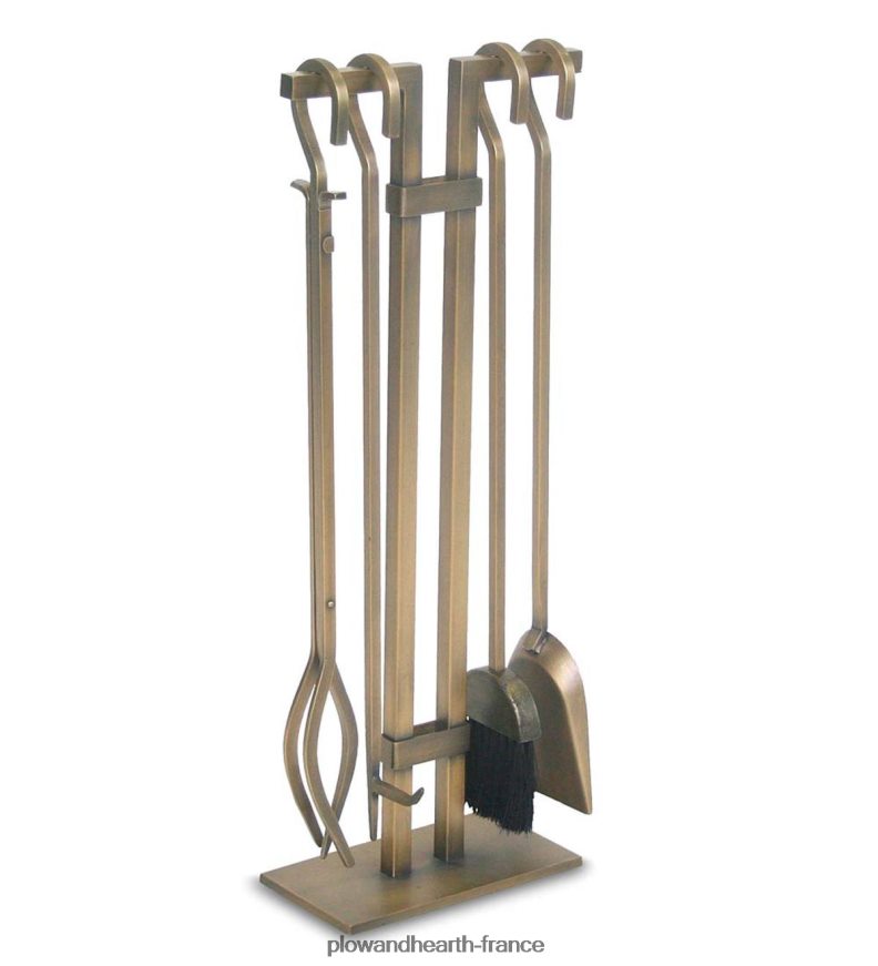 Ensemble d'outils de cheminée en laiton brossé Sinclair - Laiton Plow & Hearth 8642F62730 cheminée