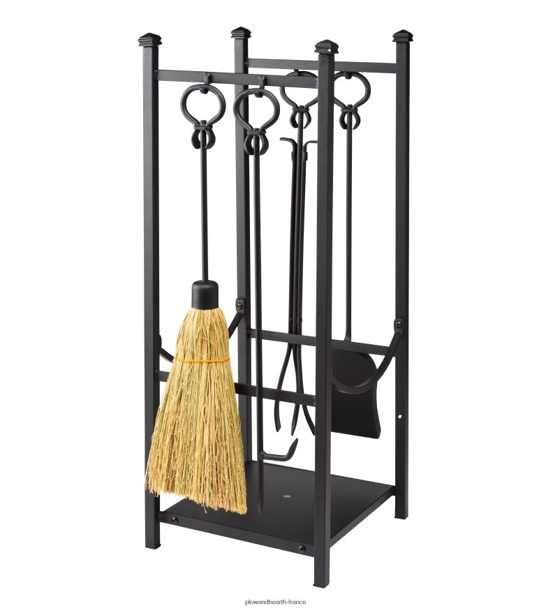 support à bois avec outils de cheminée - noir Plow & Hearth 8642F62721 cheminée