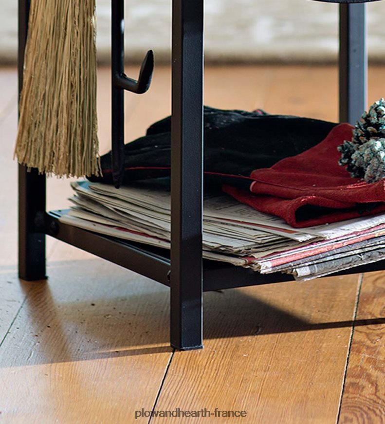 support à bois avec outils de cheminée - noir Plow & Hearth 8642F62721 cheminée