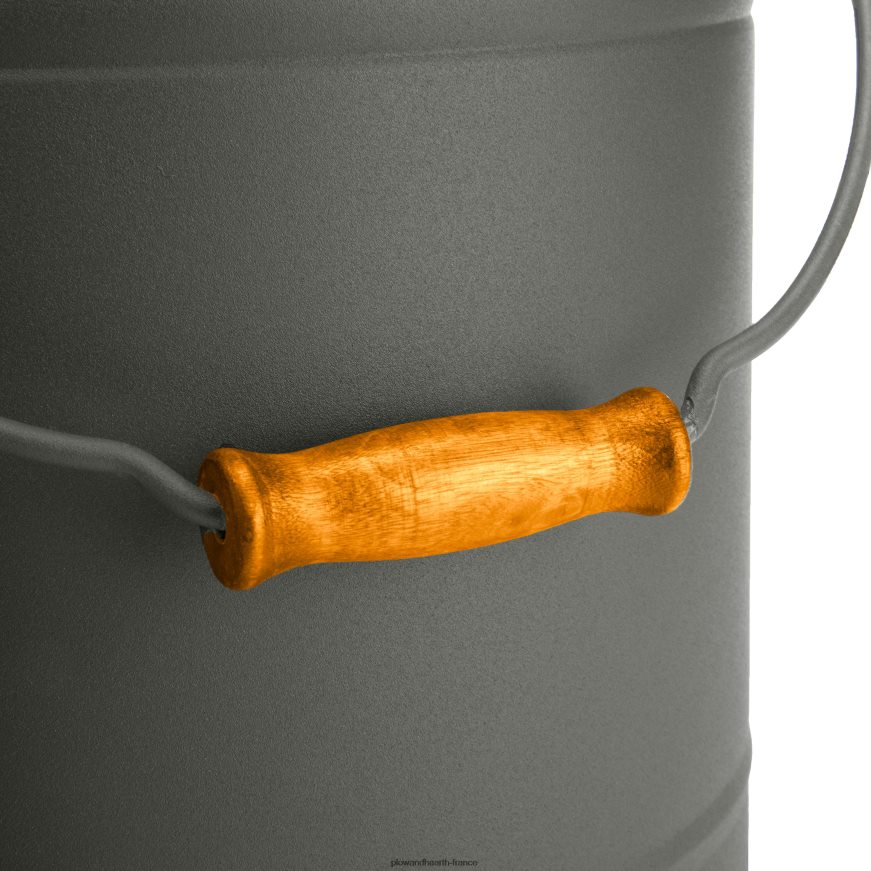 Seau à cendres galvanisé de luxe avec poignée, couvercle et fond double couche - noir anthracite Plow & Hearth 8642F62824 cheminée