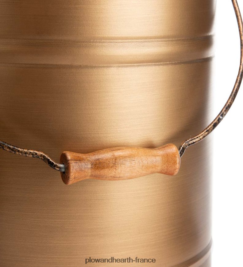 Seau à cendres galvanisé de luxe avec poignée, couvercle et fond double couche - noir anthracite Plow & Hearth 8642F62824 cheminée