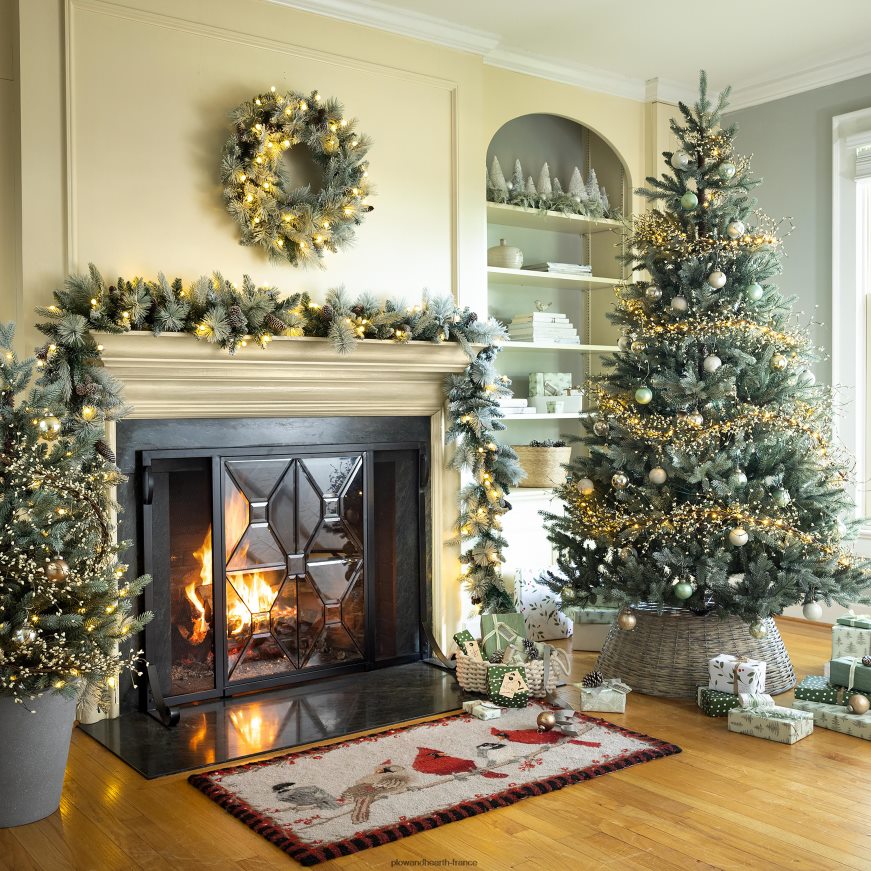 Pare-feu plat en verre trempé Manhattan, petit - noir Plow & Hearth 8642F63168 cheminée