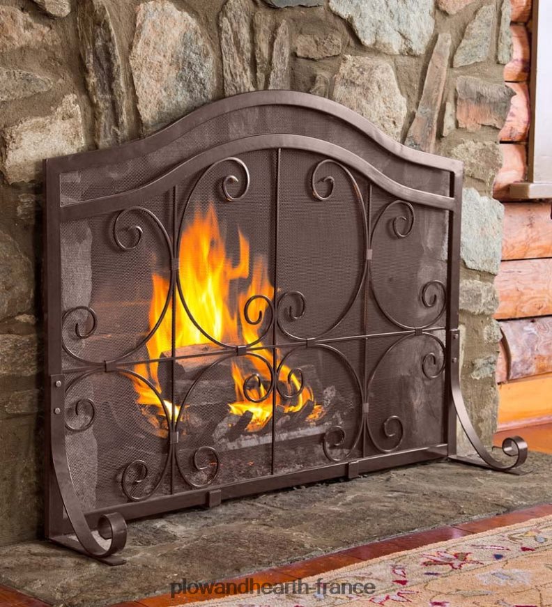 grand écran de cheminée à garde plate à crête - cuivre Plow & Hearth 8642F63247 cheminée