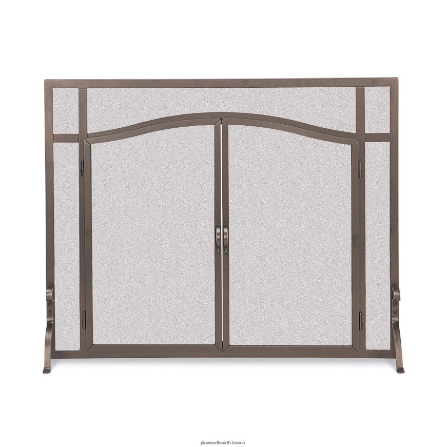 grand garde plat personnalisé avec portes cintrées - noir Plow & Hearth 8642F62927 cheminée